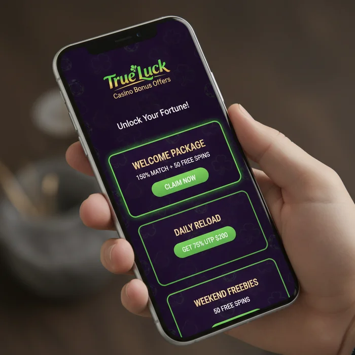 True Luck bonuspagina — welkomstpakket, inzetvereisten en promotiecode-invoer
